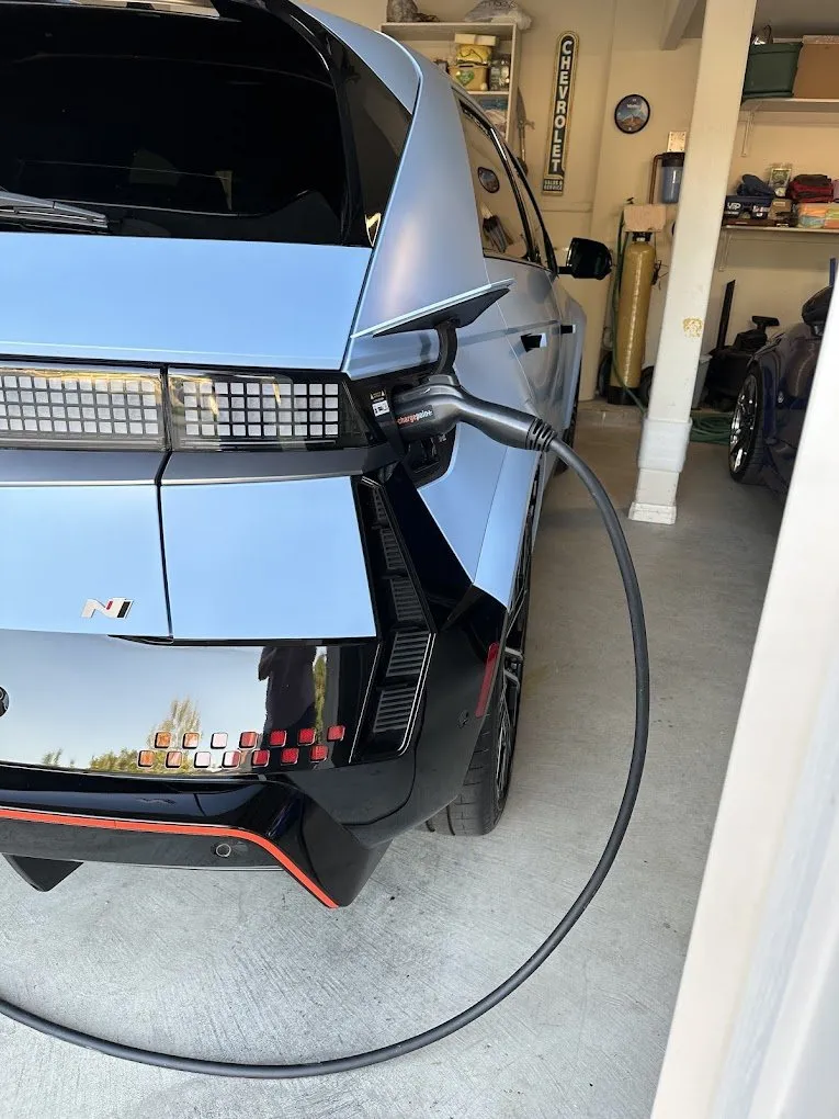 ChargePoint charging a Hyundai EV — licensed residential electrician in Austin TX (DC Electric)