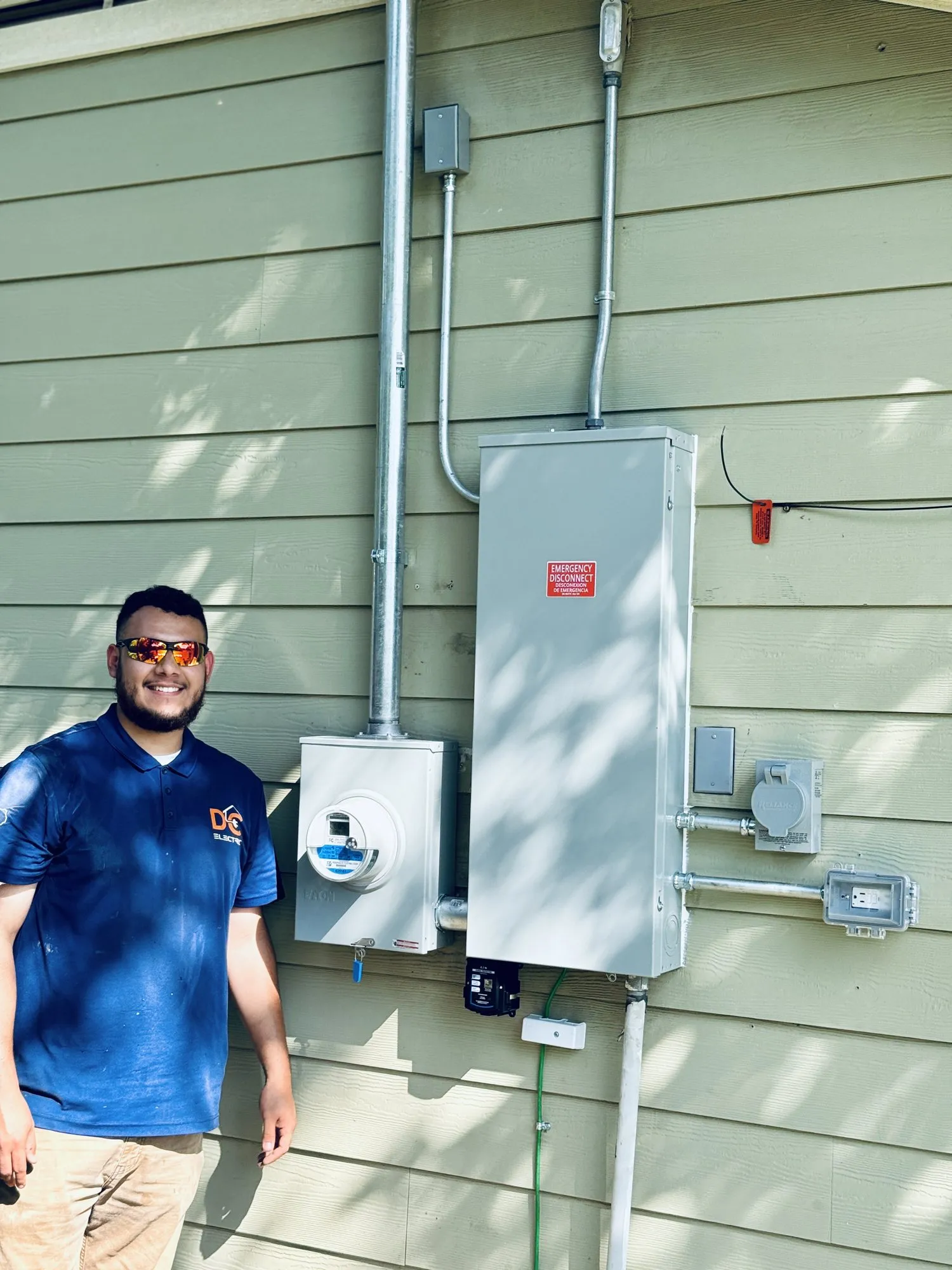 A finished exterior subpanel — licensed residential electrician in Austin TX (DC Electric)