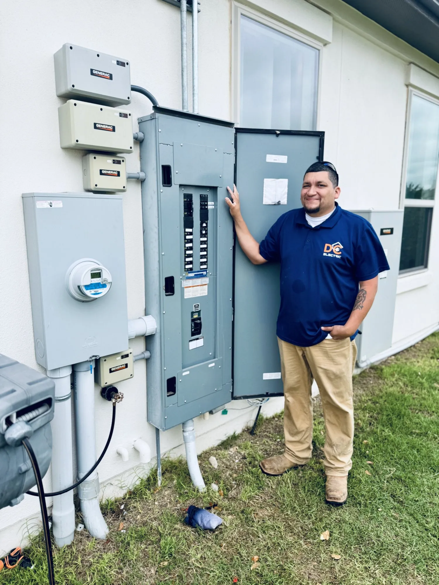 Finished exterior panel and meter — licensed residential electrician in Austin TX (DC Electric)