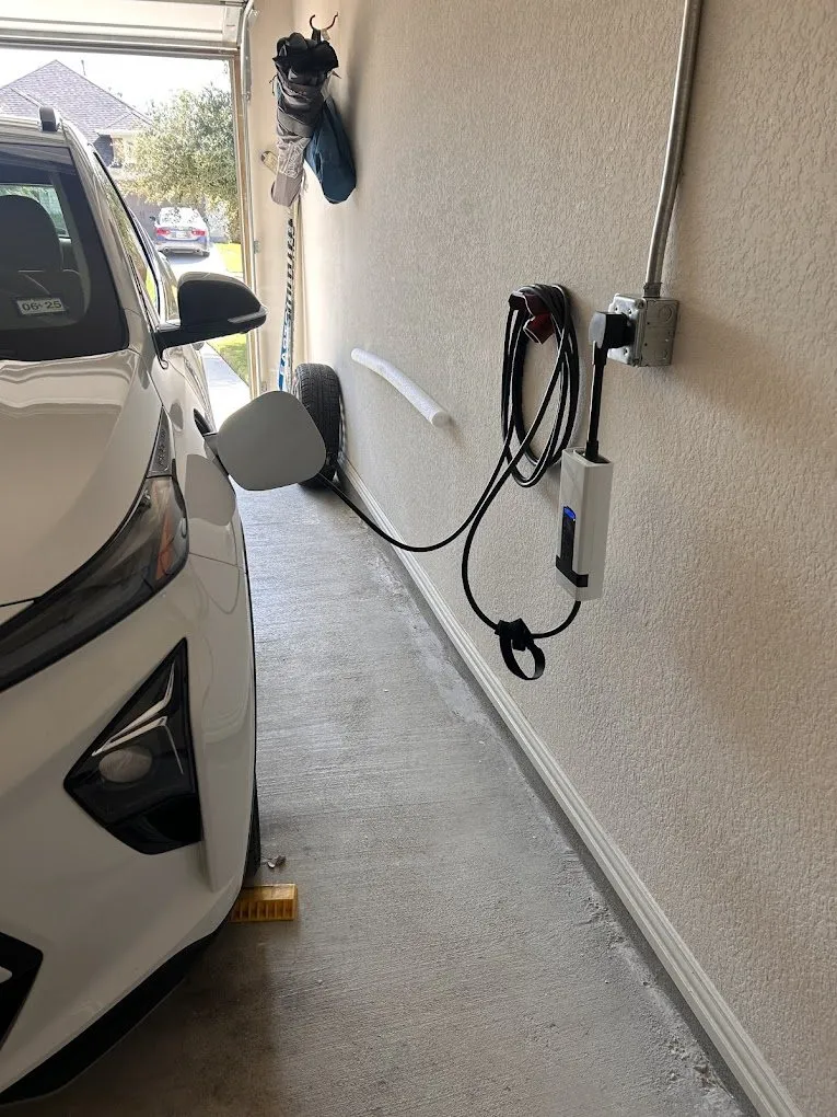 NEMA 14-50 outlet wired for EV charging — licensed residential electrician in Austin TX (DC Electric)