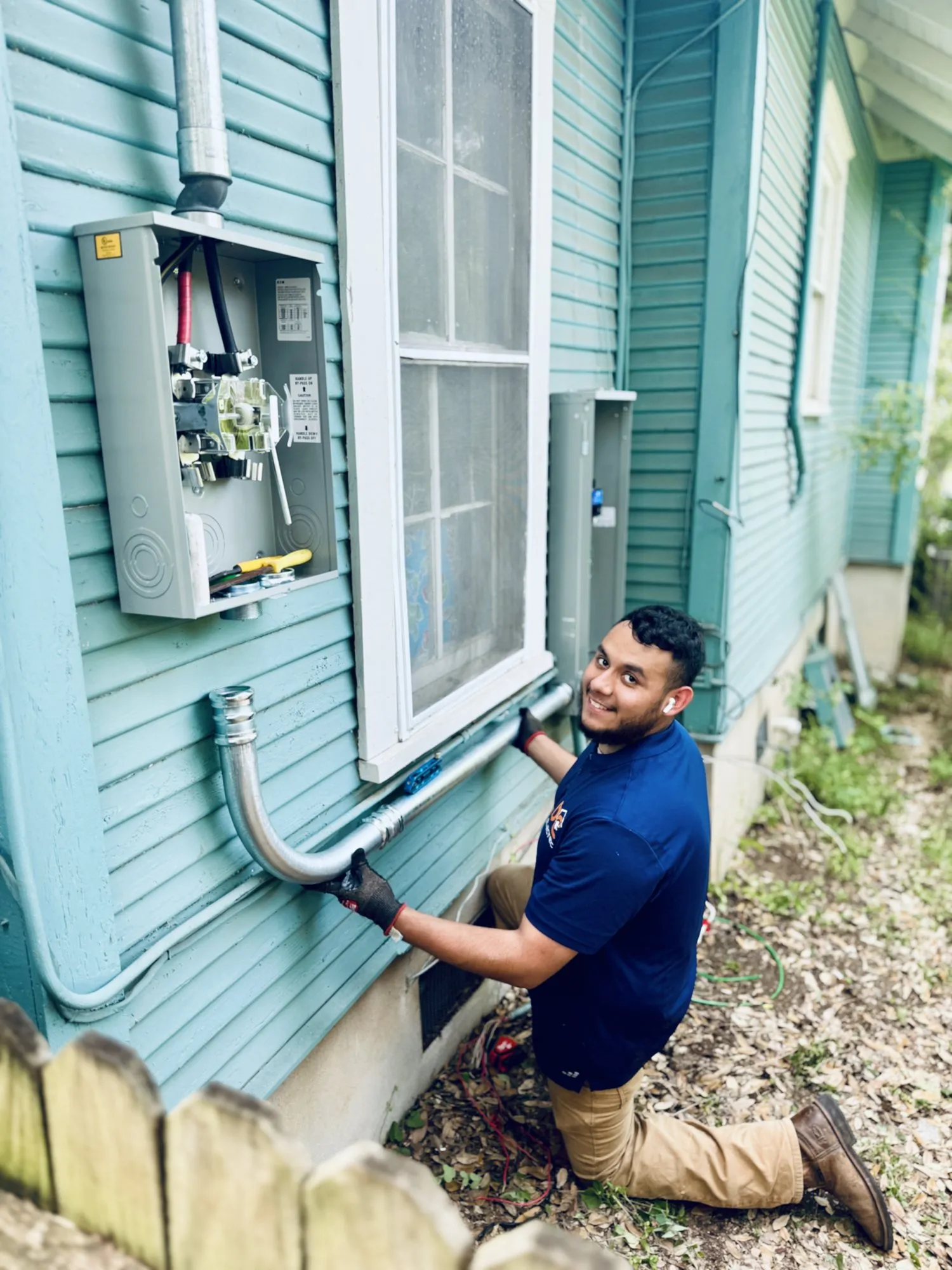 New panel and conduit run on an Austin home — licensed residential electrician in Austin TX (DC Electric)