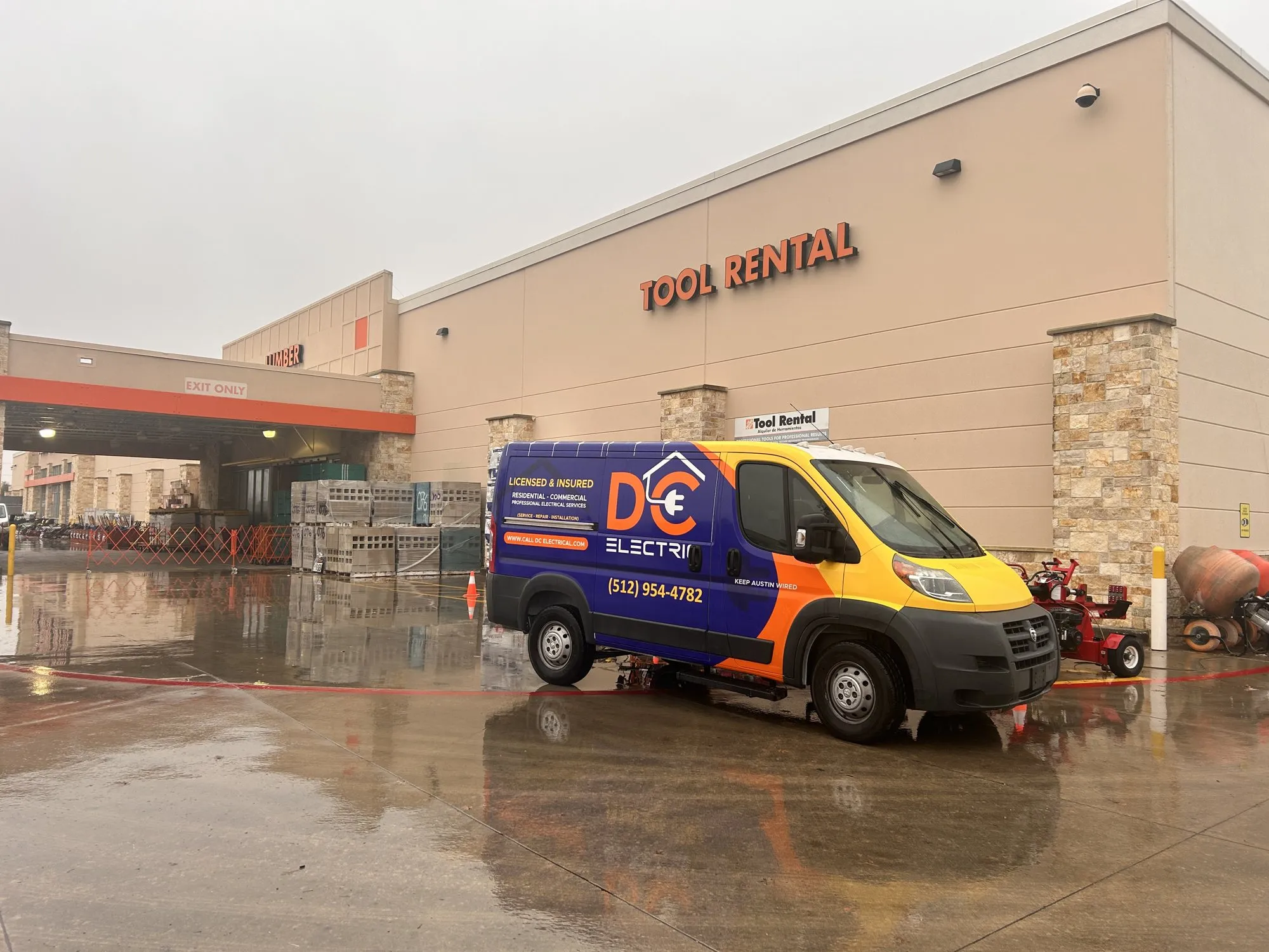 A rainy-day supply run — licensed residential electrician in Austin TX (DC Electric)