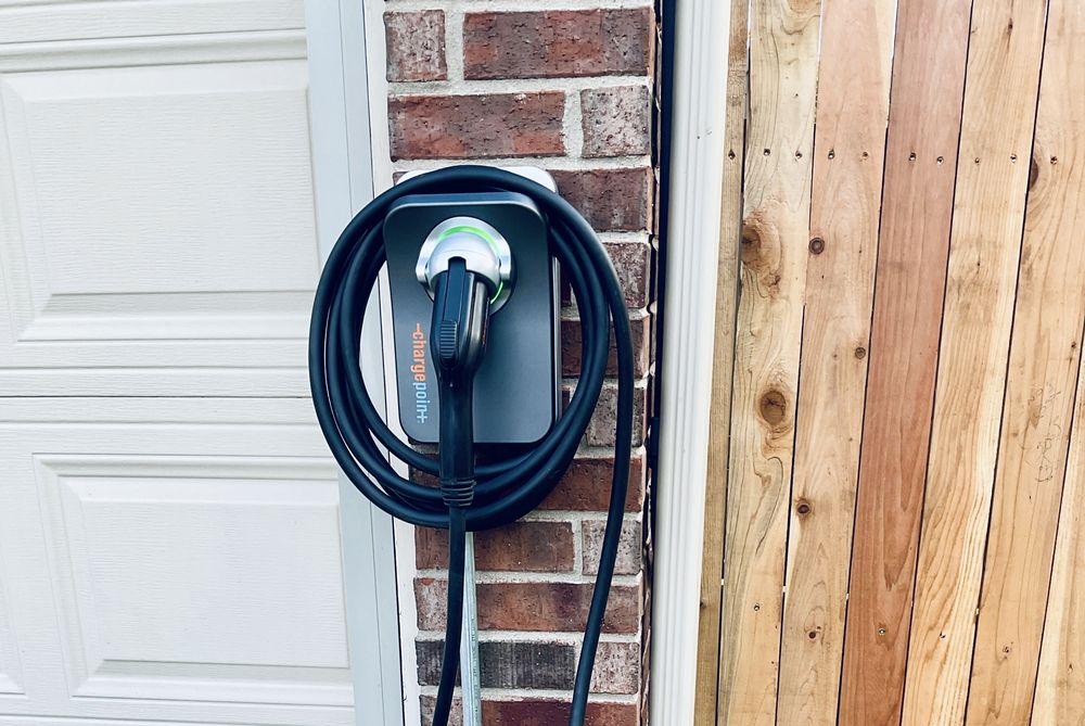 ChargePoint Level 2 charger installed outside an Austin home by DC Electric